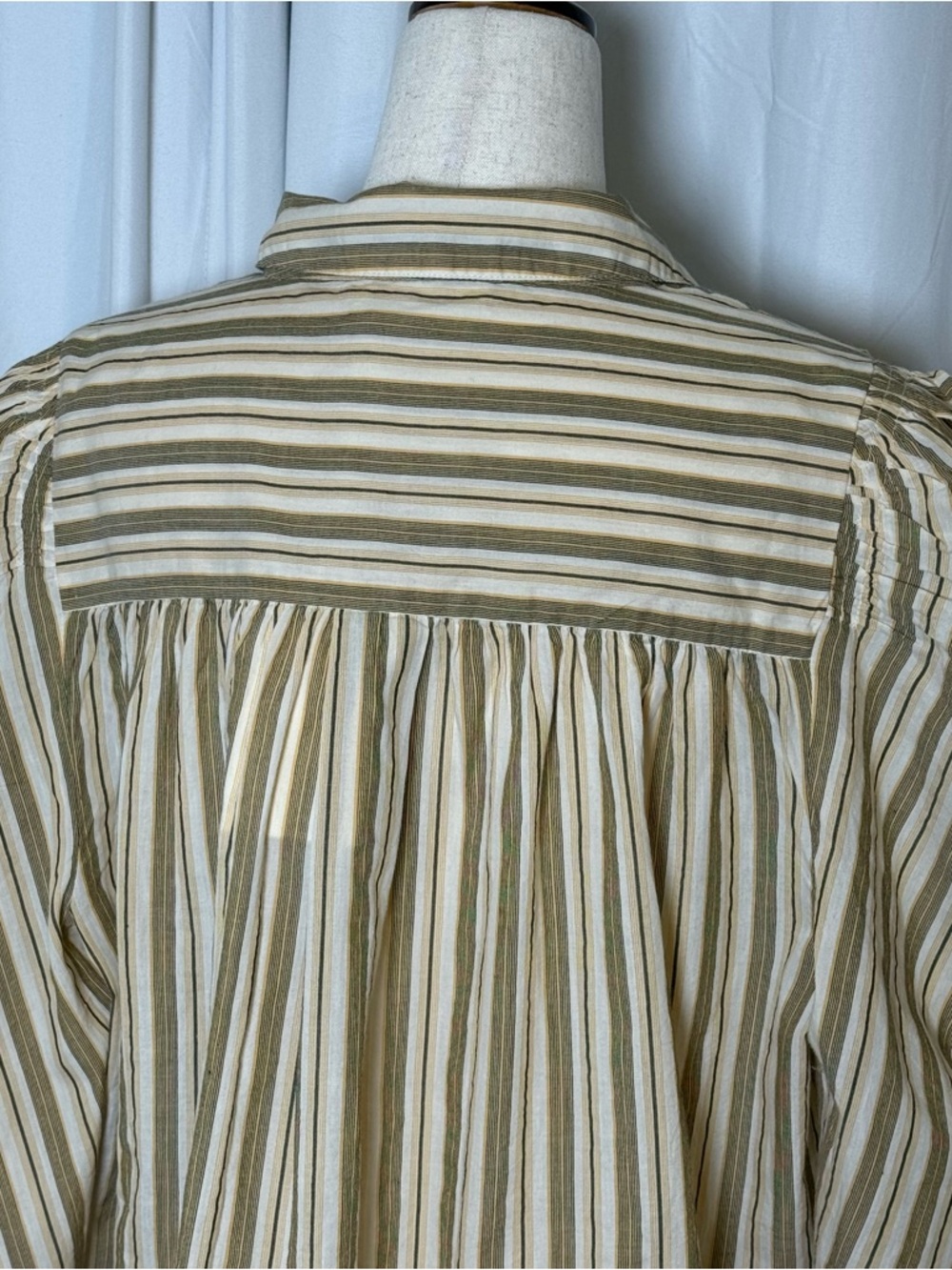 Ulla Johnson Dari Blouse Sand Stripe Puff Sleeve 100% Cotton Womens 12 NWT - Picture 11 of 15